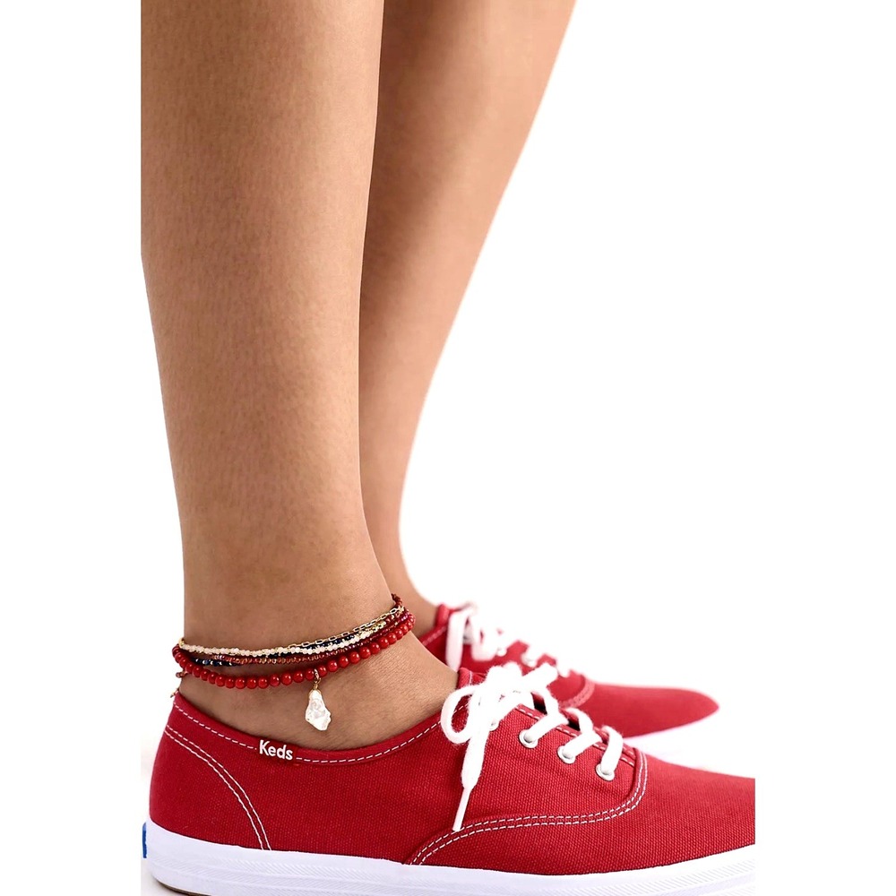 NEW! Keds Champion Canvas Low Top Sneakers Red Women's SZ 9d